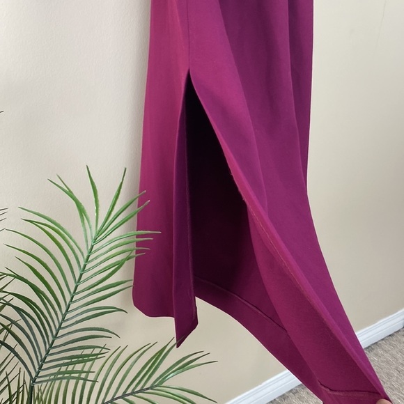 Zara Burgundy Strapless Midi Dress Draped Knot Detail sz XS Purple NWT - Picture 11 of 13